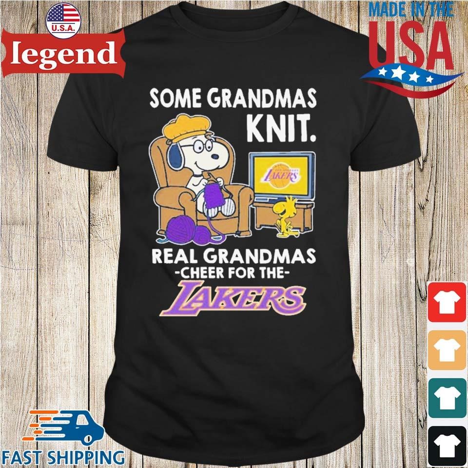 Snoopy And Woodstock The Peanuts Some Grandmas Knit Real Grandmas Cheer For The Los Angeles Lakers TV Sofa Shirt