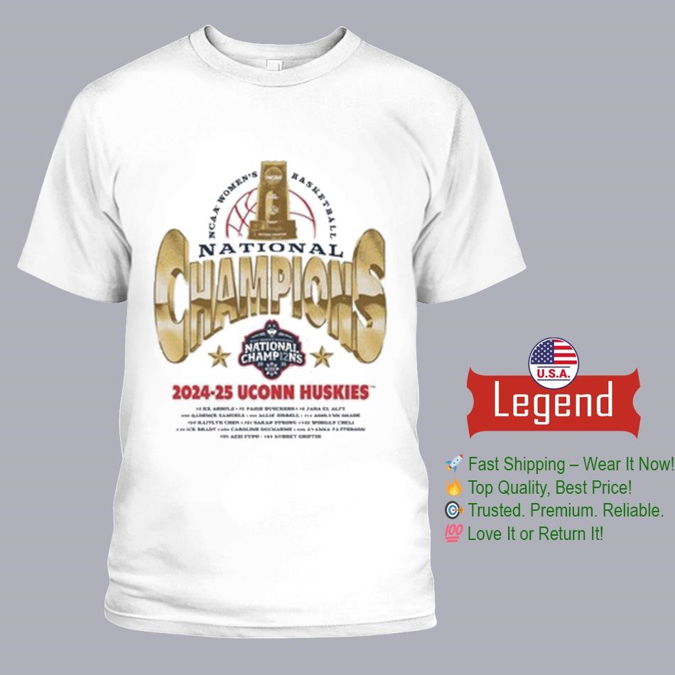 UConn Huskies 2025 NCAA Division I Women's Basketball National Champions Gold Shirt