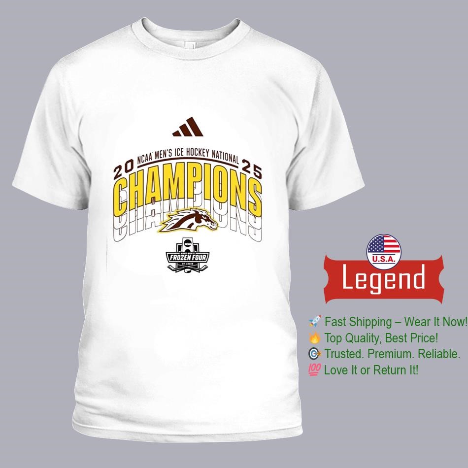 Western Michigan Broncos 2025 National Men's Hockey Champions Logo Lady's T-Shirt Western Michigan Broncos 2025 National Men's Hockey Champions Logo Lady's T-Shirt