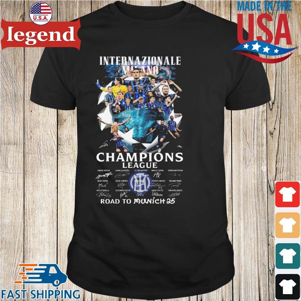 Inter Milan Champions League 2024-2025 Road To Munich Internazionale Signatures T-Shirt