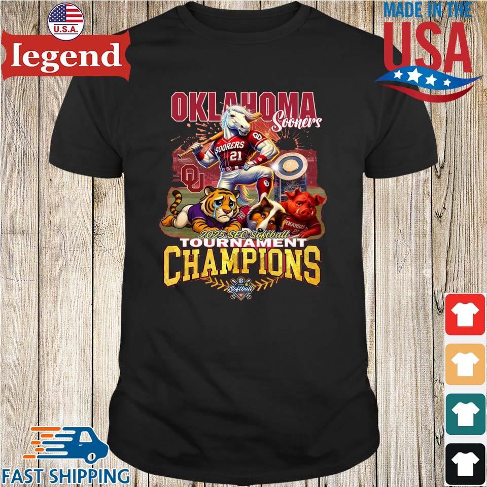 Oklahoma Sooners 2025 SEC Softball Tournament Champions Mascot T-Shirt