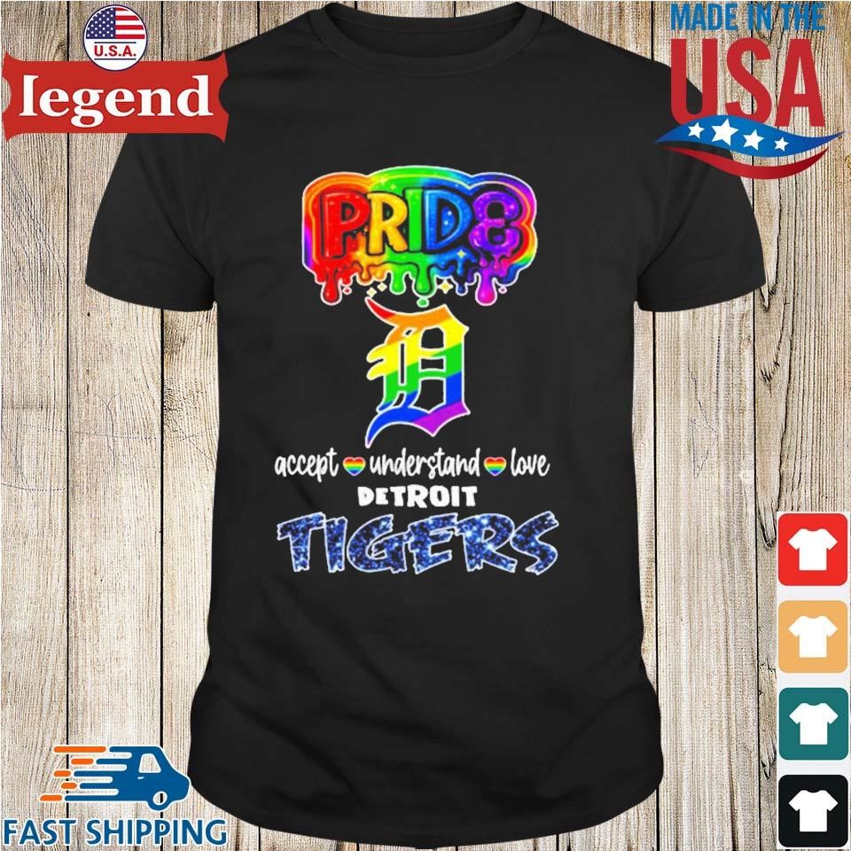 Pride Accept Understand Love Detroit Lions Rainbow T-Shirt
