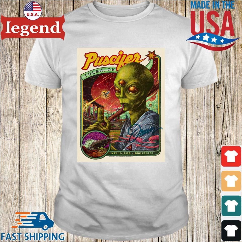 Puscifer Sessanta V2.0 Event For Show In Tulsa Oklahoma At Bok Center On May 1 2025 Alien Baseball Batter Shirt